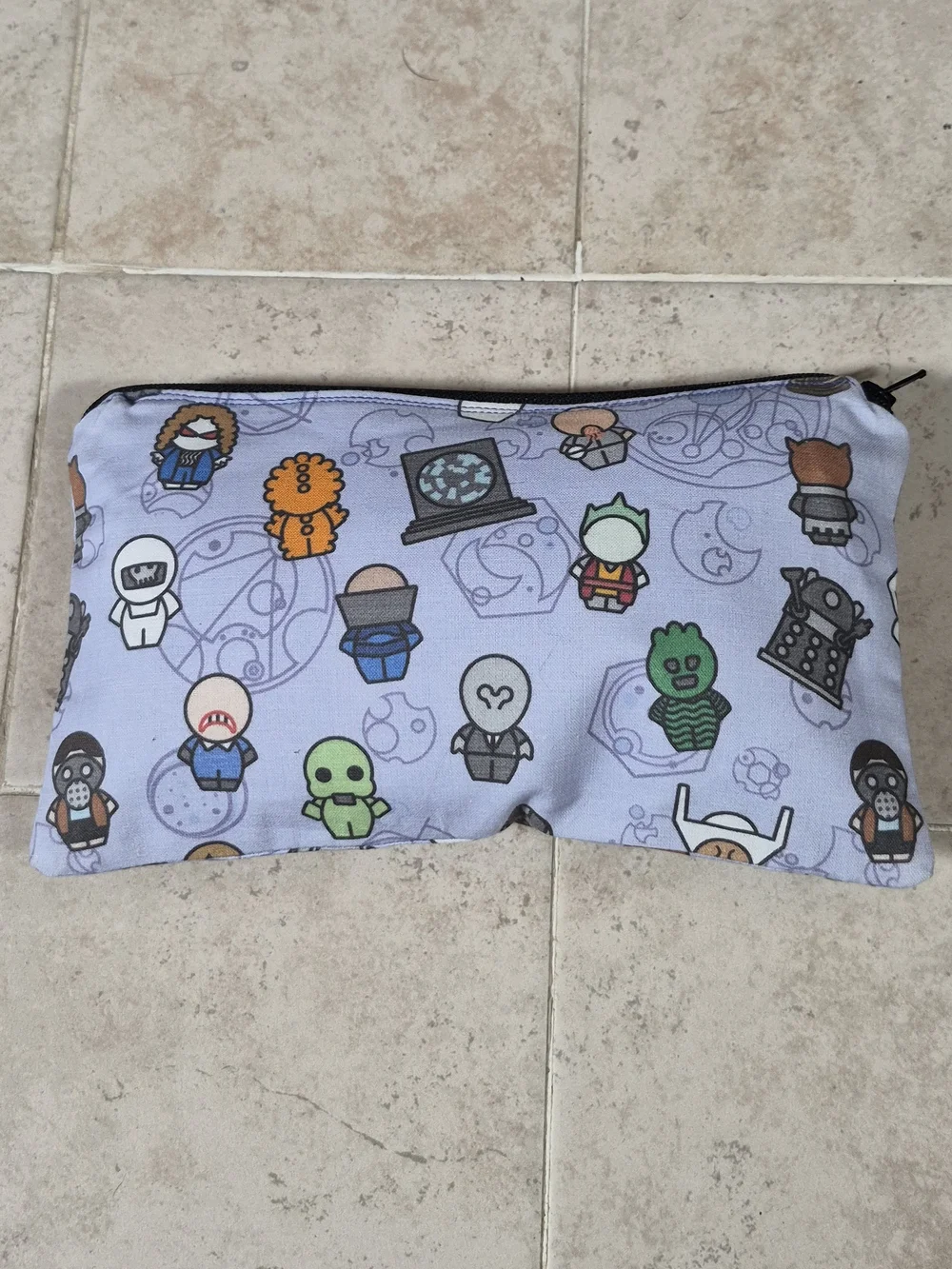 chibi-style cartoon pattern of Dr Who